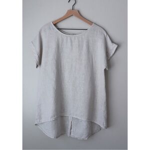 Terzo Millenio 100% Linen Short Sleeve Tunic Top Cream